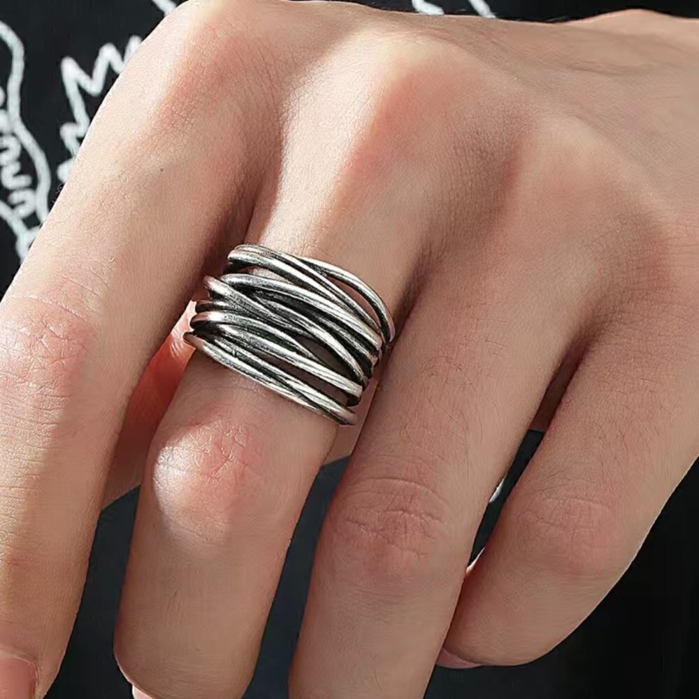 Twisted Distressed Wire Adjustable Wrapped Boho Ring #1150 - Picture 7 of 15